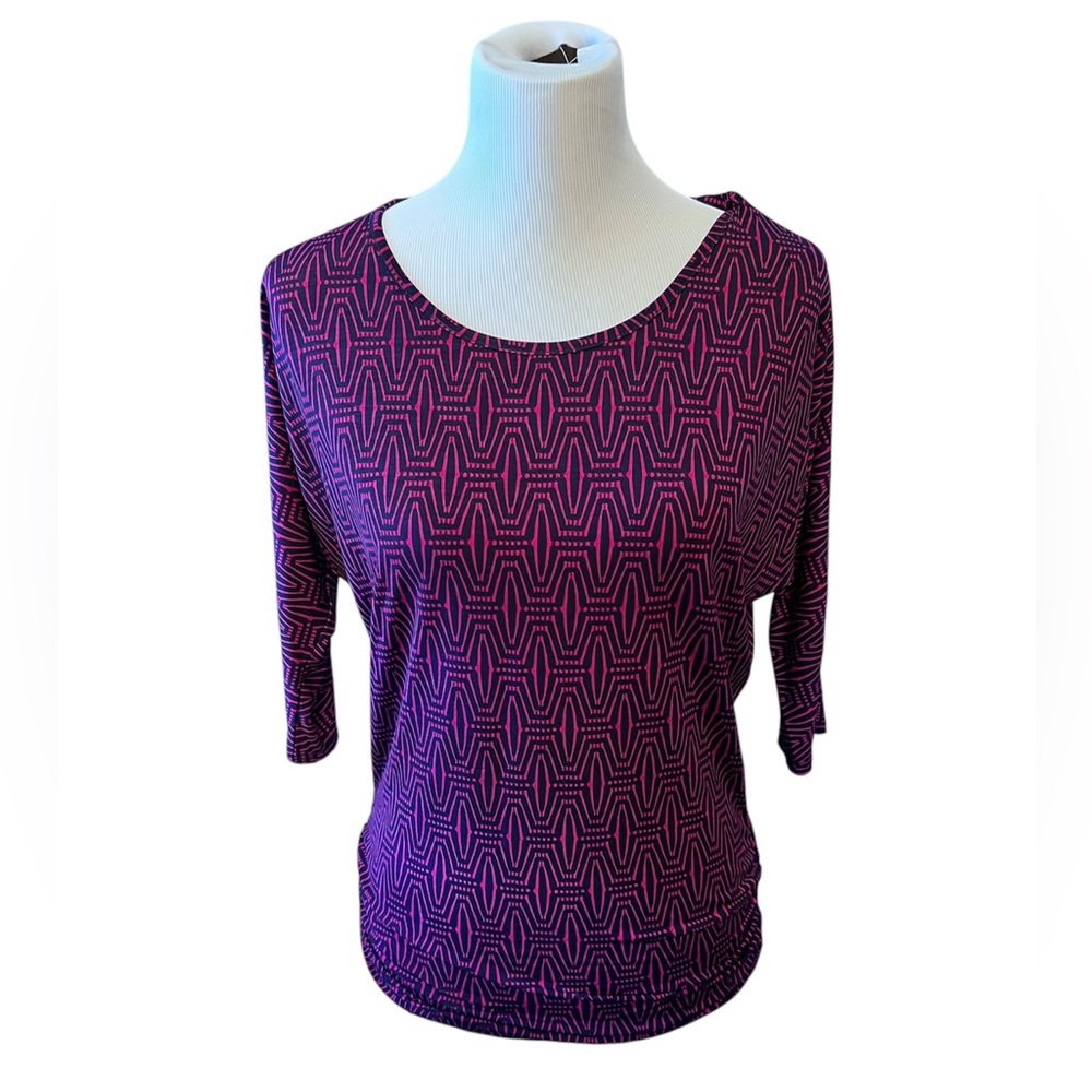 MIX BY 41 HAWTHORN Red Patterned Kearny Dolman Top Size Small
